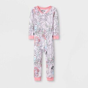 Disney Princesses Toddler Girls' Snug Fit Union Onesie Pink 9M